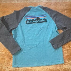 Patagonia P-6 Logo Organic Cotton Crew Sweatshirt Blue/Gray Size Medium